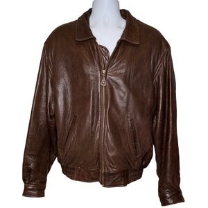 Vintage Aeropostale Mens 80's Leather Bomber Jacket Sz XXL/42 Y2K Weathered